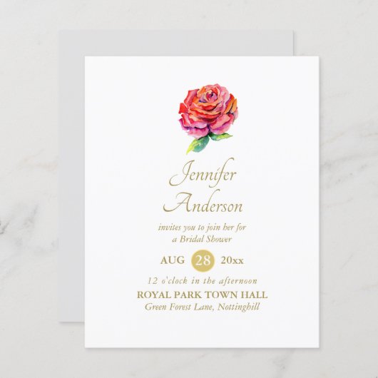 寛大な赤ローズウォーター色金ゴールドブライダルシャワー (正面/裏面)