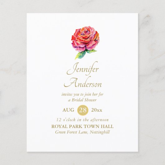 寛大な赤ローズウォーター色金ゴールドブライダルシャワー (正面)