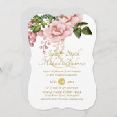 寛大な赤面ピンク金ゴールドバラブーケ結婚ス (正面/裏面)