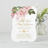 寛大な赤面ピンク金ゴールドバラブーケ結婚ス (スタンド正面)