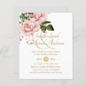 寛大な赤面ピンク金ゴールドバラブーケ結婚ス (正面/裏面)