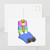 寝ているキリンとブランケット＆枕 ポストカード (正面/裏面)