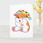 寝ているハムスターとスリープヘッド カード (黄色い花)