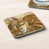 寝ている猫に鉛筆のスケッチを置く コースター (左側)