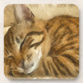 寝ている猫に鉛筆のスケッチを置く コースター