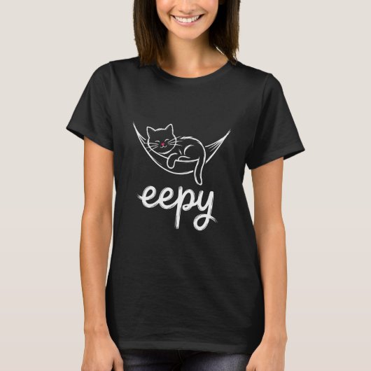 寝ている猫の面白いミーム Tシャツ (正面)