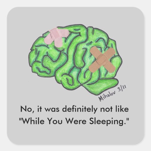 寝ている間にステッカー スクエアシール (正面)