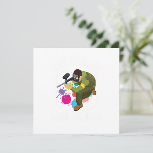 「寝てると怪我する」ペイントボールプレーヤーマーカーギフト 招待状 (スタンド正面)