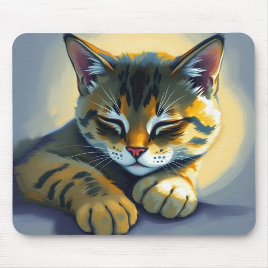 寝てる猫 マウスパッド (正面)