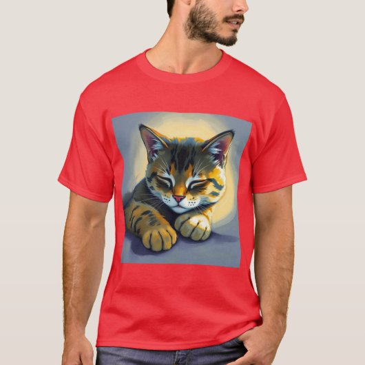 寝てる猫 Tシャツ (正面)