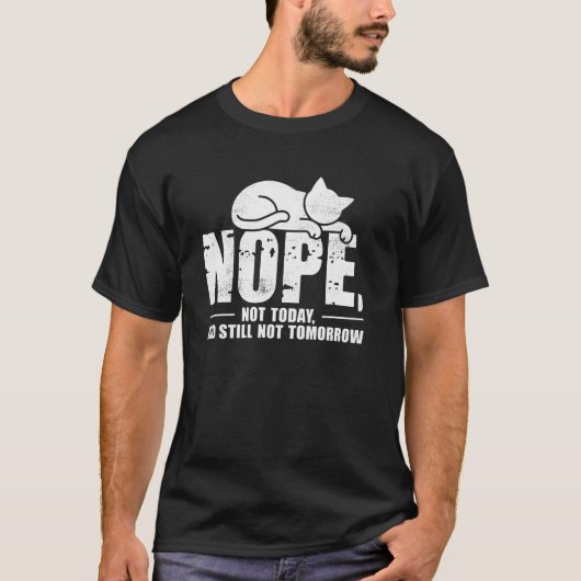 寝てる猫Tシャツ 笑える ノープ 怠け者猫好き 笑える Tシャツ (正面)