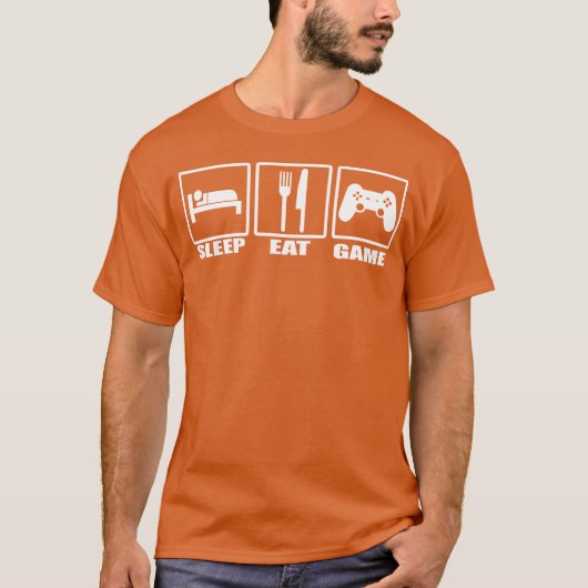 寝て食べてゲームする男友達 Tシャツ (正面)