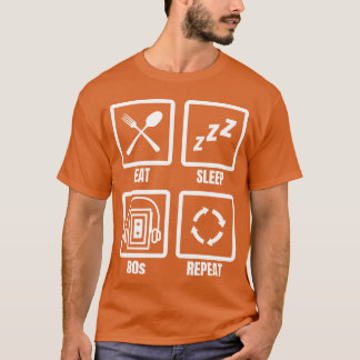 「寝て 起きて 80年代 リピート」な友達 Tシャツ