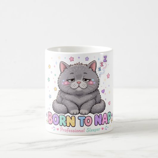 寝るために生まれた かわいい猫 コーヒーマグカップ (中央)