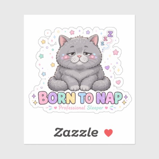 寝るために生まれた かわいい猫 シール (シート)