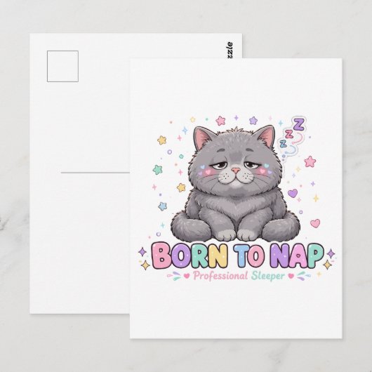 寝るために生まれた かわいい猫 ポストカード (正面/裏面)