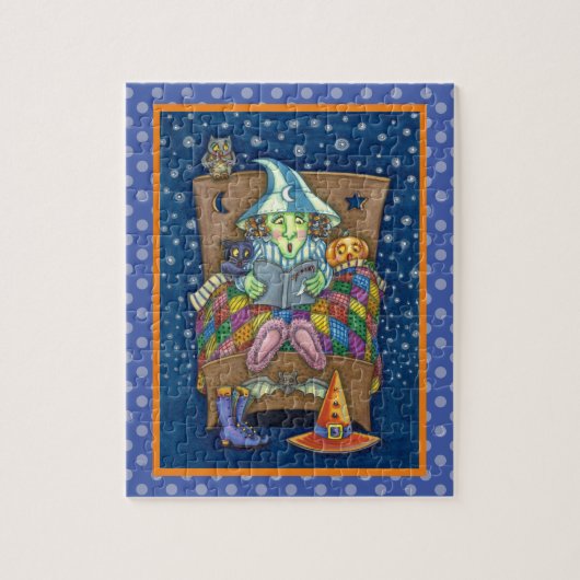 寝る時の話不気味をする魔女ハロウィーン ジグソーパズル (縦)