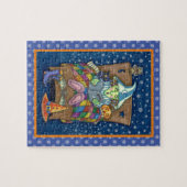 寝る時の話不気味をする魔女ハロウィーン ジグソーパズル (横)