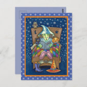 寝る時の話不気味をする魔女ハロウィーン ポストカード (正面/裏面)