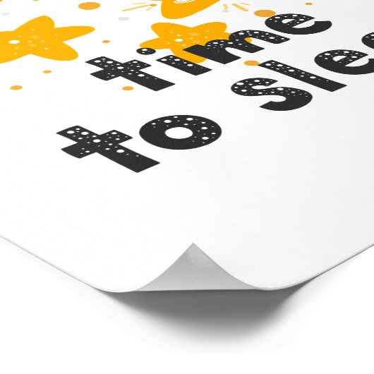 寝る時間だ。かわいいナイトスター。子供部屋ベビー ポスター (角)