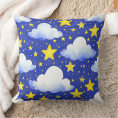 寝る時間の夜空の青いパターン クッション (ブランケット)
