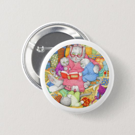 寝る時間の物語 ラウンドボタン - 白 缶バッジ (正面&裏面)