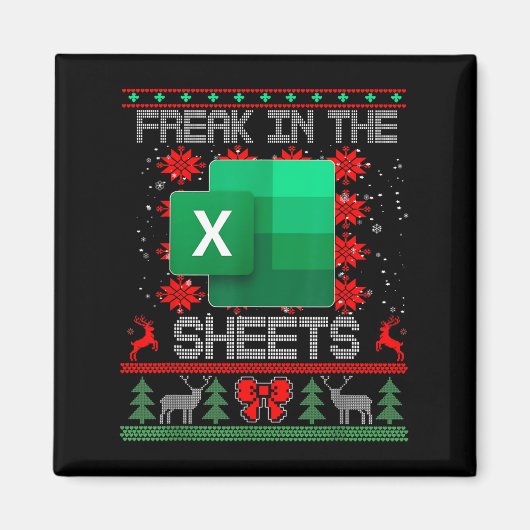 寝具の中の変人Excelスプレッドシート みにくいクリスマス マグネット (正面)