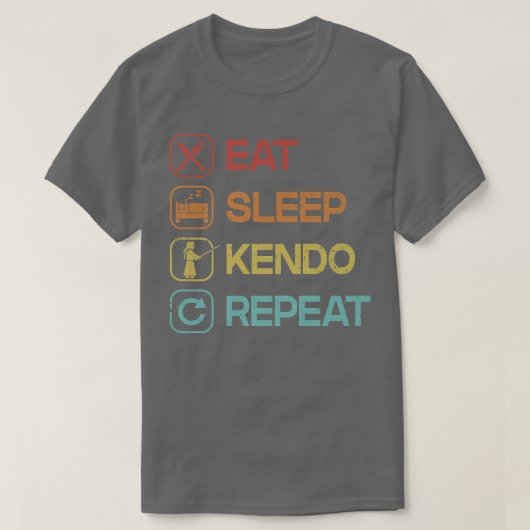 寝剣道食べリピーター剣術カタシナイ侍 Tシャツ (デザイン正面)