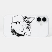 寝台猫モノクロケース iPhone 16ケース (裏面横)