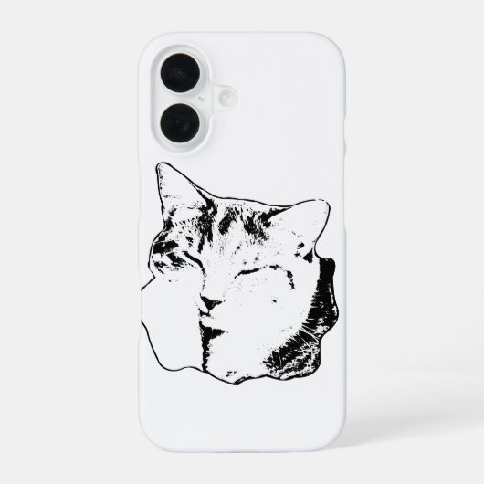寝台猫モノクロケース iPhone 16ケース (裏面)