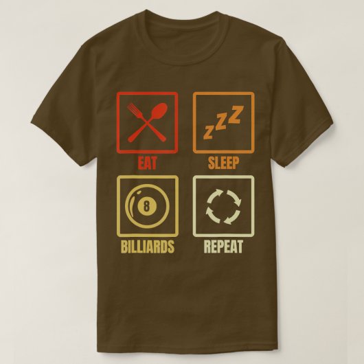 寝台食べビリヤード繰り返し Tシャツ (デザイン正面)