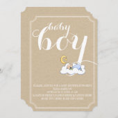 寝坊シャワーヴィンテージ文字 ミニマル 招待状 (正面/裏面)