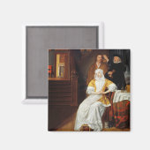 寝室で若い婦人を訪れる医者(油 マグネット (正面/裏面)