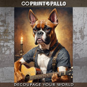 寝室に遊おける可愛いボクサーのギター –  薄葉紙