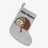 寝帽のハリネズミ スモールクリスマスストッキング (正面 (吊り時))