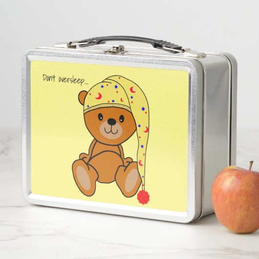 寝帽をかぶったテディベア メタルランチボックス (インサイチュ)