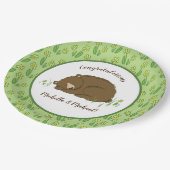 寝熊の赤ちゃんシャワーウッドランド ペーパープレート (アングル)