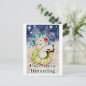 寝猫を抱えた少女 ポストカード (スタンド正面)