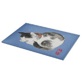 寝猫日本の白黒 カッティングボード (角)