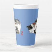 寝猫日本の白黒 カフェラテマグ (正面)