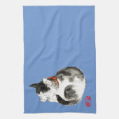 寝猫日本の白黒 キッチンタオル (縦)