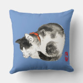 寝猫日本の白黒 クッション (裏面)