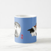 寝猫日本の白黒 コーヒーマグカップ (中央)