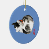 寝猫日本の白黒 セラミックオーナメント (右)