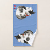 寝猫日本の白黒 バスタオルセット (ハンドタオル)