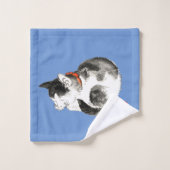 寝猫日本の白黒 バスタオルセット (ウォッシュタオル)