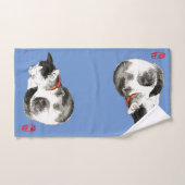 寝猫日本の白黒 バスタオルセット (ハンドタオル)