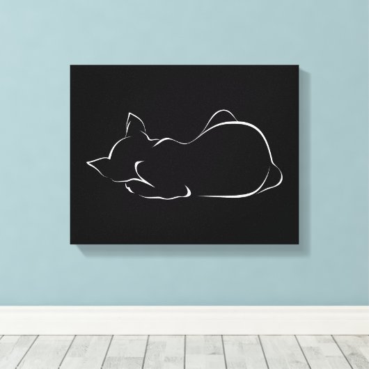 寝猫 キャンバスプリント (インサイチュ (ウッドフロア))