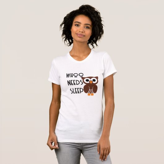 寝用おもしろい寝用フクロウのシャツデザイン Tシャツ (正面フル)