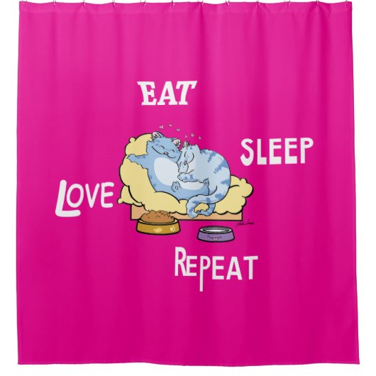 寝相食べの繰り返し シャワーカーテン (正面)